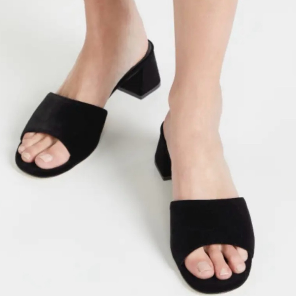 Larroude Brigitte Black Velvet Sandals With Block Heel Hand Made